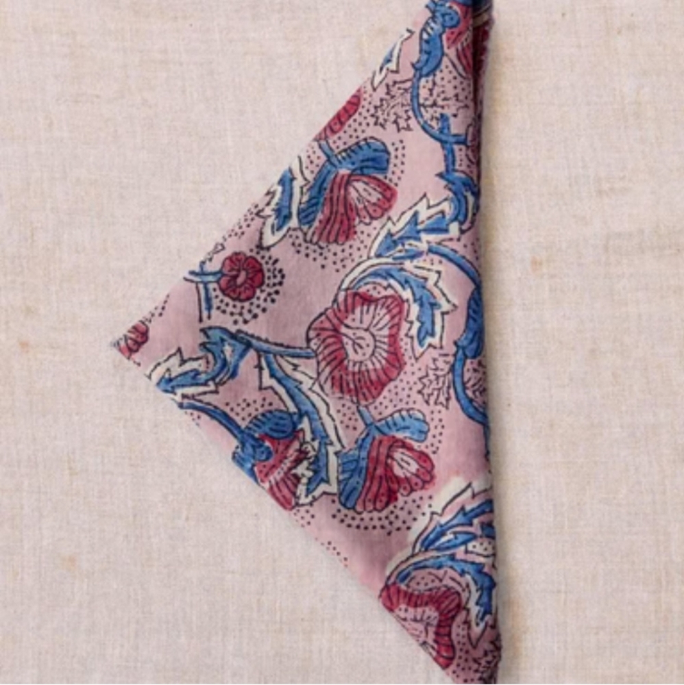 🆕 Christy Dawn The Dawn Bandana Plum Flora Silk-Cotton Block Printed Scarf